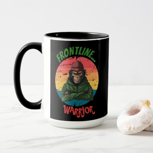 Mug Singe vert en colère (Avec donut)