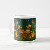Mug Singes Grillant des bananes au feu de camp (Devant gauche)