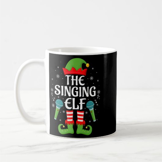 Mug Singing Elf Christmas Family Men Women Kids Elf Sq (Gauche)