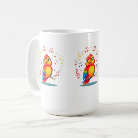 Mug **Singing Parrot – Cute Parrot Singing Illustratio (Devant gauche)