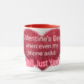 Mug Singles valentine's day sarcastic text on heart (Centre)
