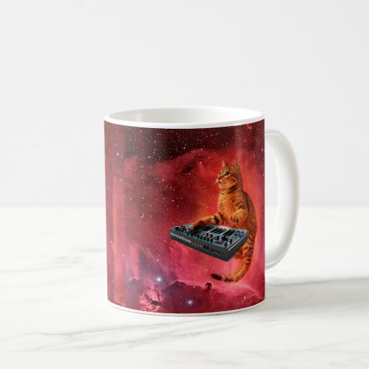 Mug Sinthesizer chat dans l'espace rouge (Devant droit)
