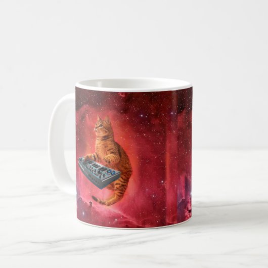 Mug Sinthesizer chat dans l'espace rouge (Devant gauche)