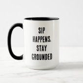 Mug Sip Happens Funny Moderne Simple Noir et Blanc (Gauche)