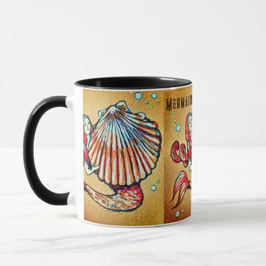 Mug Sirène avec dessin de coquille de mer (Gauche)
