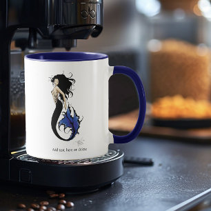 Mug Sirène de Fantaisie Élégante Tribale Bleue