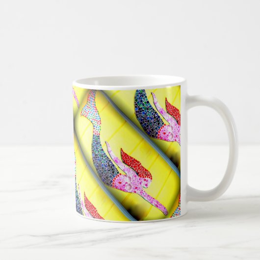 Mug sirène en mosaïque sous-marine rose (Droite)