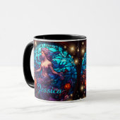Mug Sirène en verre turquoise et violet Imaginaire (Devant gauche)