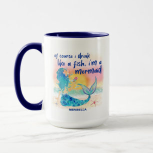 Mug Sirène Mer Plage Tropicale Aquarelle