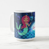 Mug Sirène mousseuse en vert et bleu dans l'océan clai (Devant gauche)