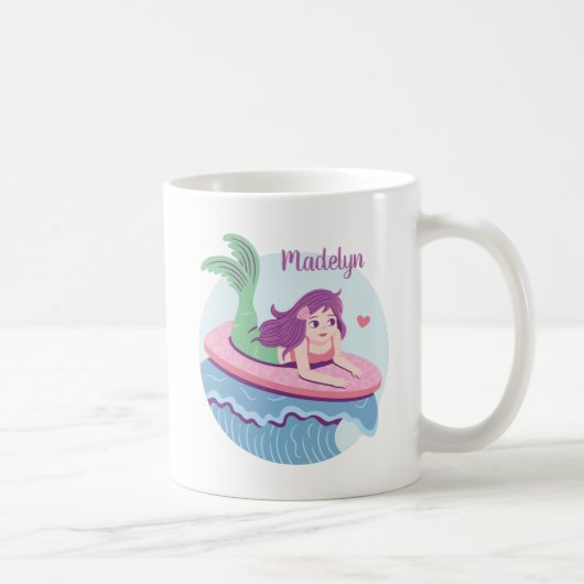 Mug Sirène Sur Surbord Ride Les Vagues Personnalisées (Droite)