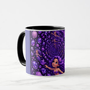 Mug Sirène Violette Gemme Spirale Fantaisie Art