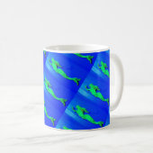 Mug sirènes vertes nager bleu (Devant droit)