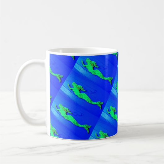Mug sirènes vertes nager bleu (Gauche)