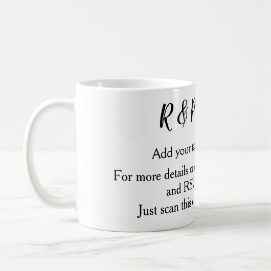 Mug site web de mariage rsvp q r code ajouter nom text (Gauche)