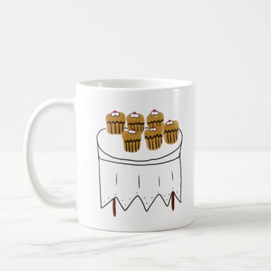 Mug Six Cupcakes aux Cerises Dessin à la Main (Gauche)