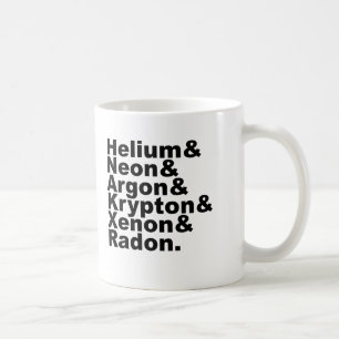Mug Six gaz nobles sur le tableau périodique des éléme
