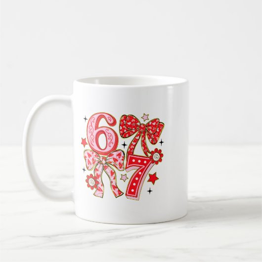 Mug Six Seven 67 Meme Coquette Bow 6 7 Valentines Day  (Gauche)