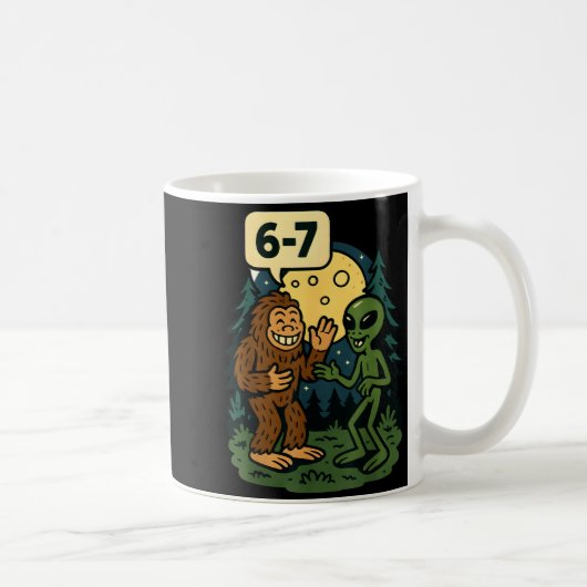 Mug Six Seven Funny Bigfoot And Alien 67 Viral Meme Sa (Droite)