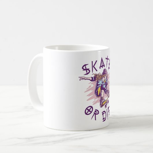 Mug Skate ou meurs Skateboardeuse (Devant gauche)