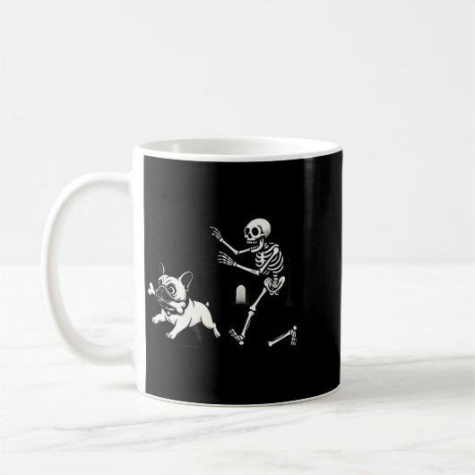 Mug Skeleton Chasing French Bulldog Biting Leg Bone Ha (Gauche)