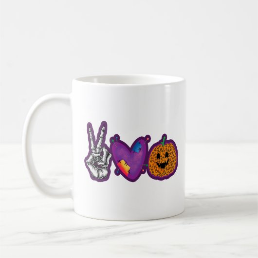 Mug Skeleton Citrouille Peace Love Halloween (Gauche)