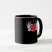 Mug Skeleton Coeur main Valentines Jour drôle Mème (Devant droit)