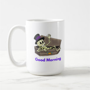 Mug Skeleton dit bonjour à partir du panier sur un