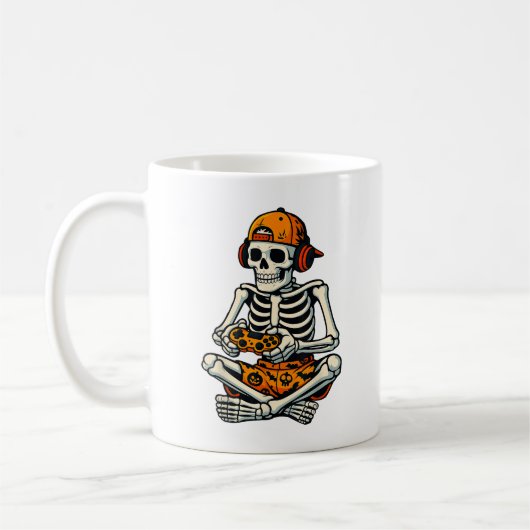 Mug Skeleton Gamer Headphone Funny Halloween Gaming (Gauche)