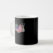 Mug Skeleton Hand Heart 4e Du Drapeau Américain Patrio (Devant gauche)