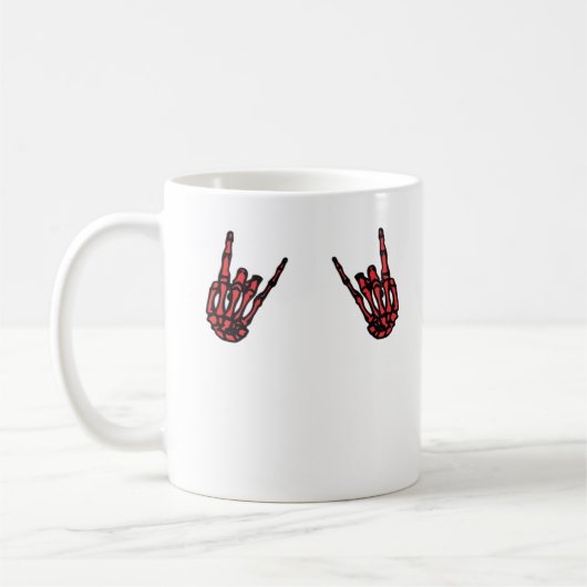 Mug Skeleton Hand Heart Roll & Red Classic (Gauche)