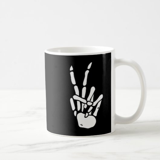 Mug Skeleton Hand Peace Sign Bone  (Droite)