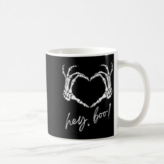 Mug Skeleton Hands Heart Hey Boo Funny Halloween Men W (Droite)