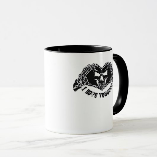 Mug Skeleton Hands Skull, Halloween Design Pour Backgr (Devant droit)
