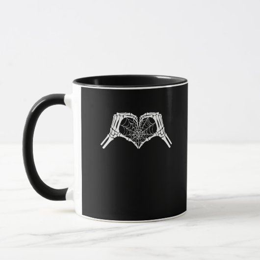 Mug Skeleton Heart Hands Spiderweb Halloween Éffrayant (Gauche)