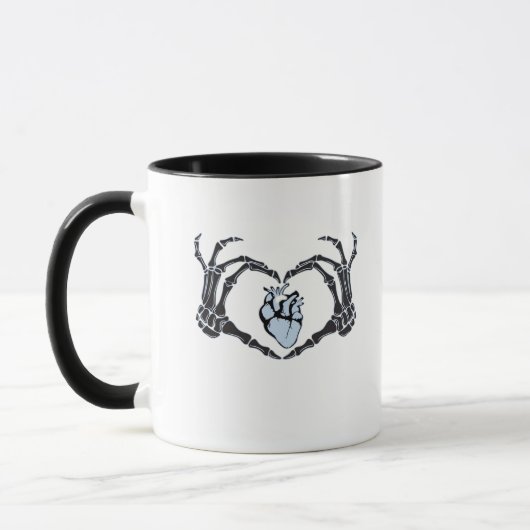 Mug Skeleton Heart Mains Design Classique Pour Hallowe (Gauche)