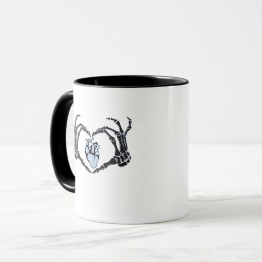 Mug Skeleton Heart Mains Design Classique Pour Hallowe (Devant gauche)