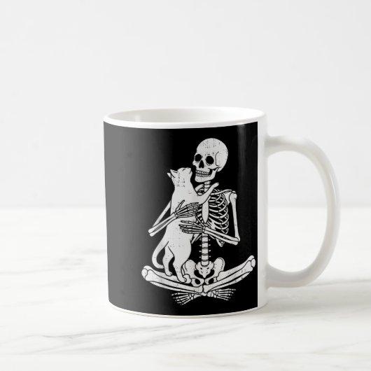 Mug Skeleton Holding Cat Funny Soky Halloween Meow Kit (Droite)