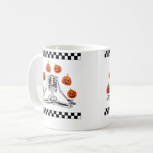 Mug Skeleton Juggling Pumpkin Head Funny Skeleton Hall (Devant gauche)