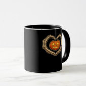 Mug Skeleton Mains Coeur avec Citrouille mignon Hall É (Devant droit)