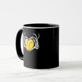 Mug Skeleton Mains Coeur Halloween Costume Softball Wo (Devant gauche)