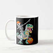 Mug Skeleton Riding Dancing Dab Dinosaur T Rex Hallowe (Gauche)