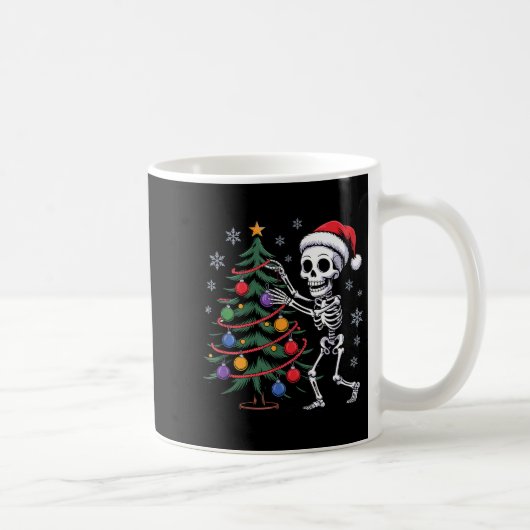 Mug Skeleton Santa Hat Christmas Tree Creepy Cute Xmas (Droite)