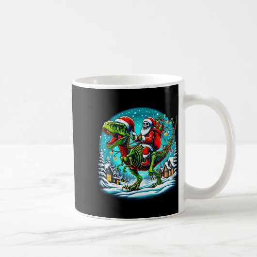 Mug Skeleton Santa Riding T Rex Dinosaur Funny Christm (Droite)