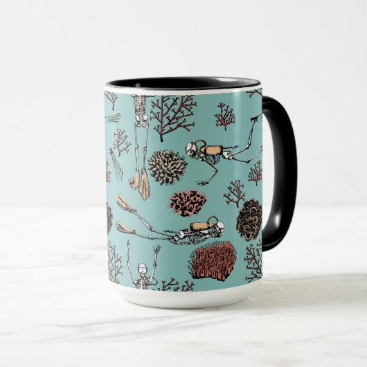 Mug Skeleton Scuba Diver & Coral Ceramic Musique (Devant droit)