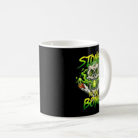 Mug Skeleton Smoking Weed Stoned to the Bone Halloween (Devant droit)