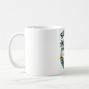 Mug Skeleton Surfing Retro Beach Wave Design