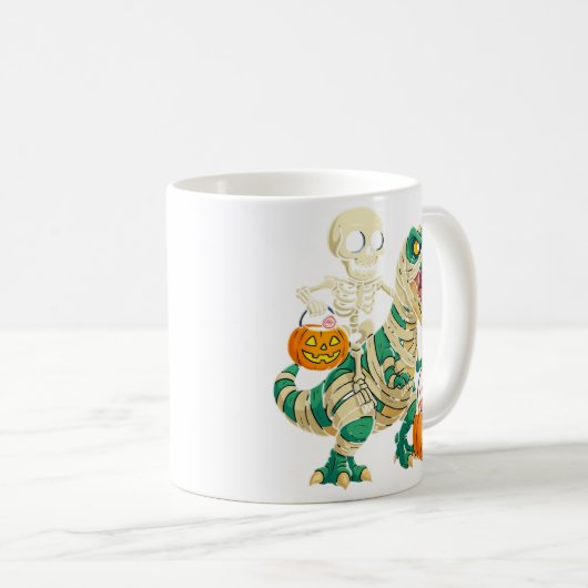 Mug Skeleton Whimsical équitation maman T-Rex Hallowee (Devant droit)