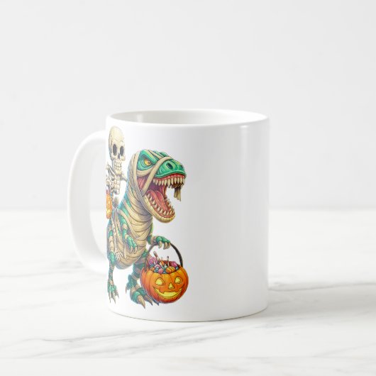 Mug Skeleton Whimsical équitation maman T-Rex Hallowee (Devant gauche)