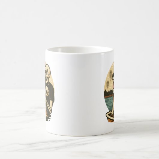 Mug Skeleton with Dog on Haunted Lake Horror Art (Centre)